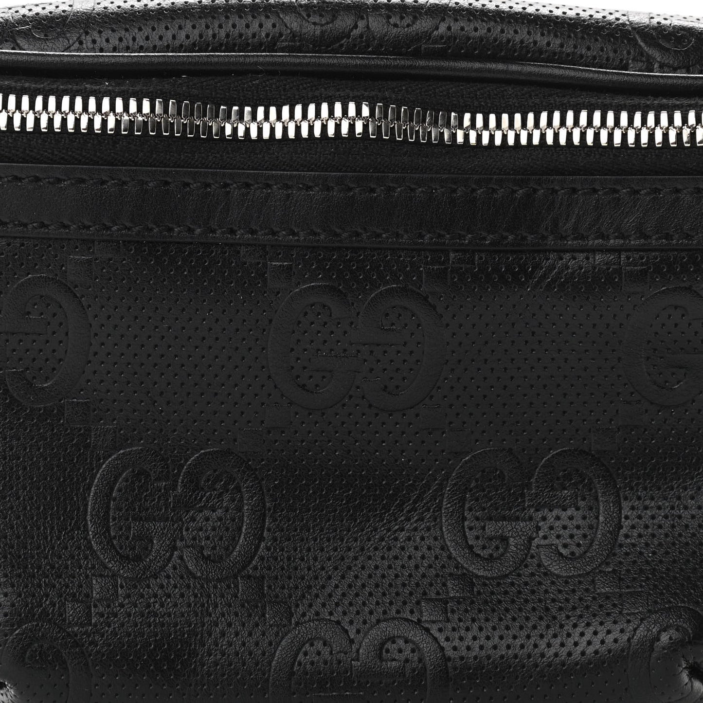 Calfskin GG Tennis Embossed Belt Bag Black