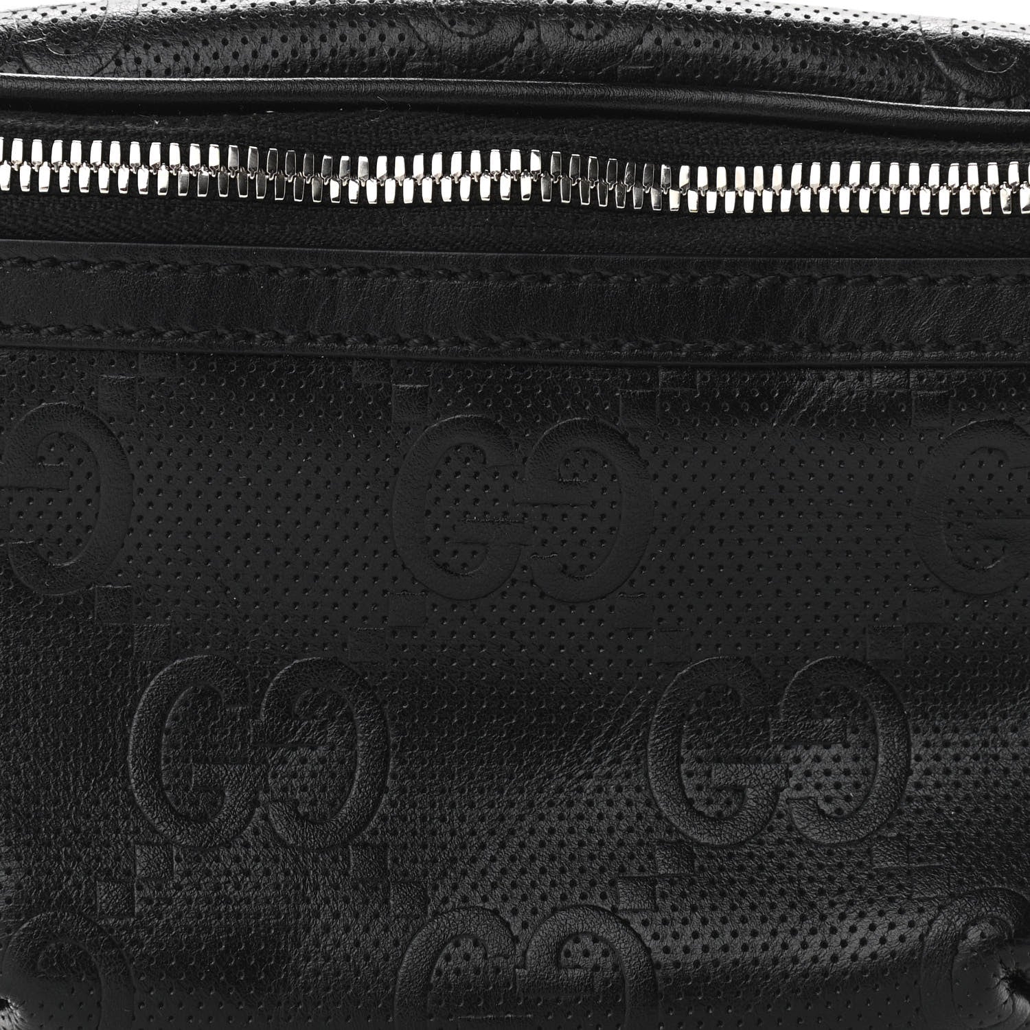Gucci Calfskin GG Tennis Embossed Belt Bag Black 8 of 12