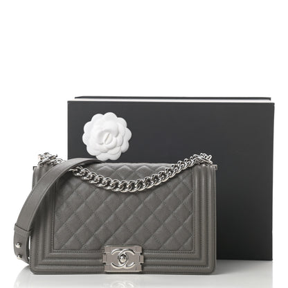 Chanel Caviar Quilted Medium Boy Flap Grey 11 of 11
