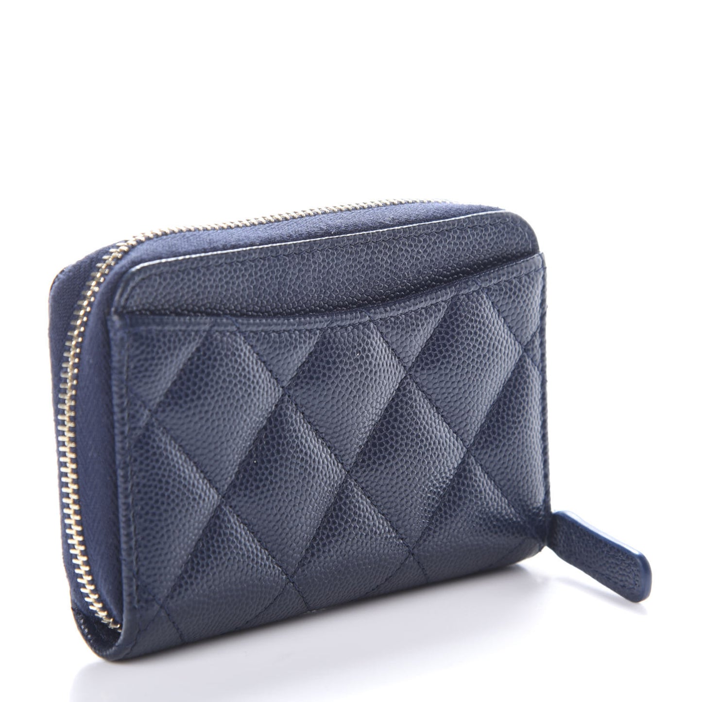 Caviar Quilted Zip Coin Purse Dark Blue