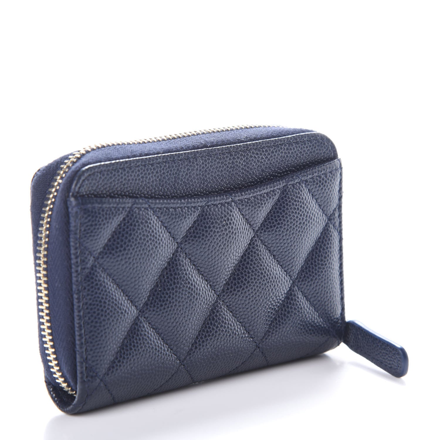 Chanel Caviar Quilted Zip Coin Purse Dark Blue 3 of 7