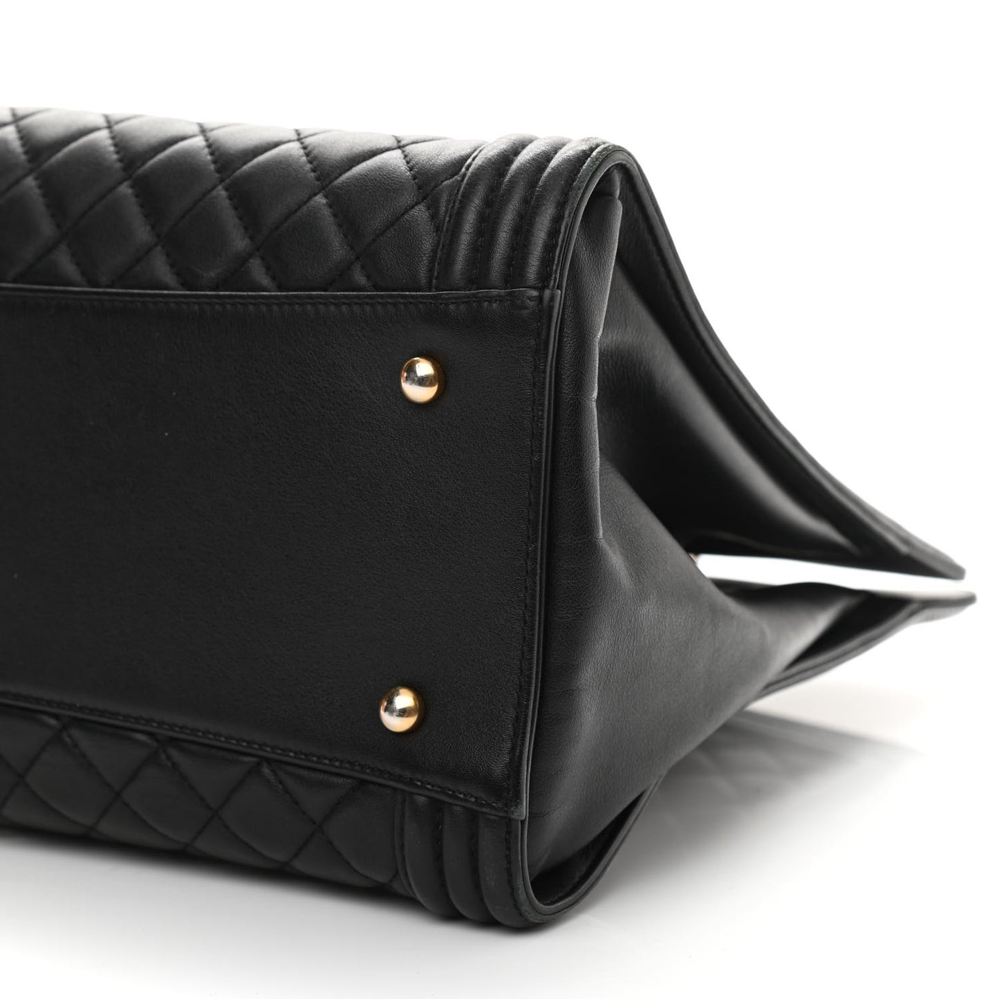 Calfskin Quilted Boy Shopping Tote Black
