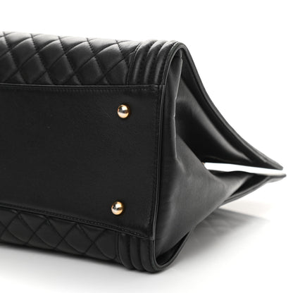 Chanel Calfskin Quilted Boy Shopping Tote Black 9 of 9