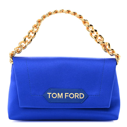 Tom Ford Satin Mini Label Chain Shoulder Bag Electric Blue 1 of 10