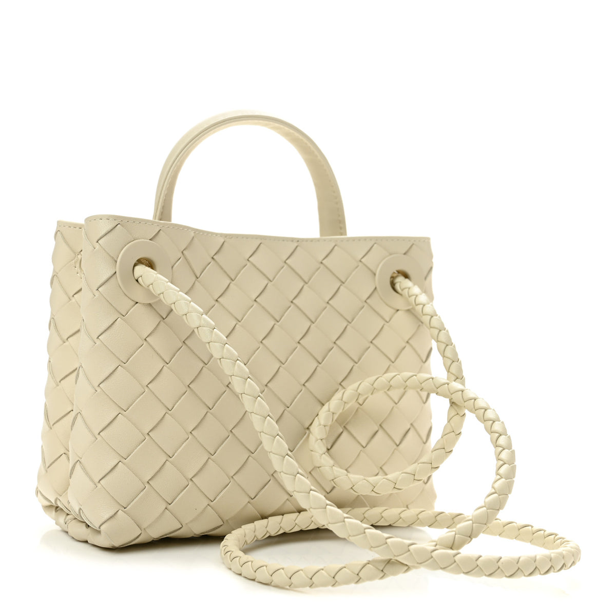 Nappa Intrecciato Mini Andiamo Shoulder Bag Sea Salt