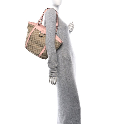 Gucci Monogram Medium D Gold Tote Bag Pink 2 of 12