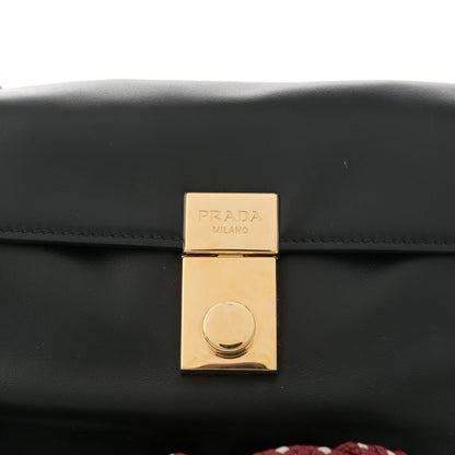Prada Calfskin Soft Sound Charms Shoulder Bag Black 11 of 14