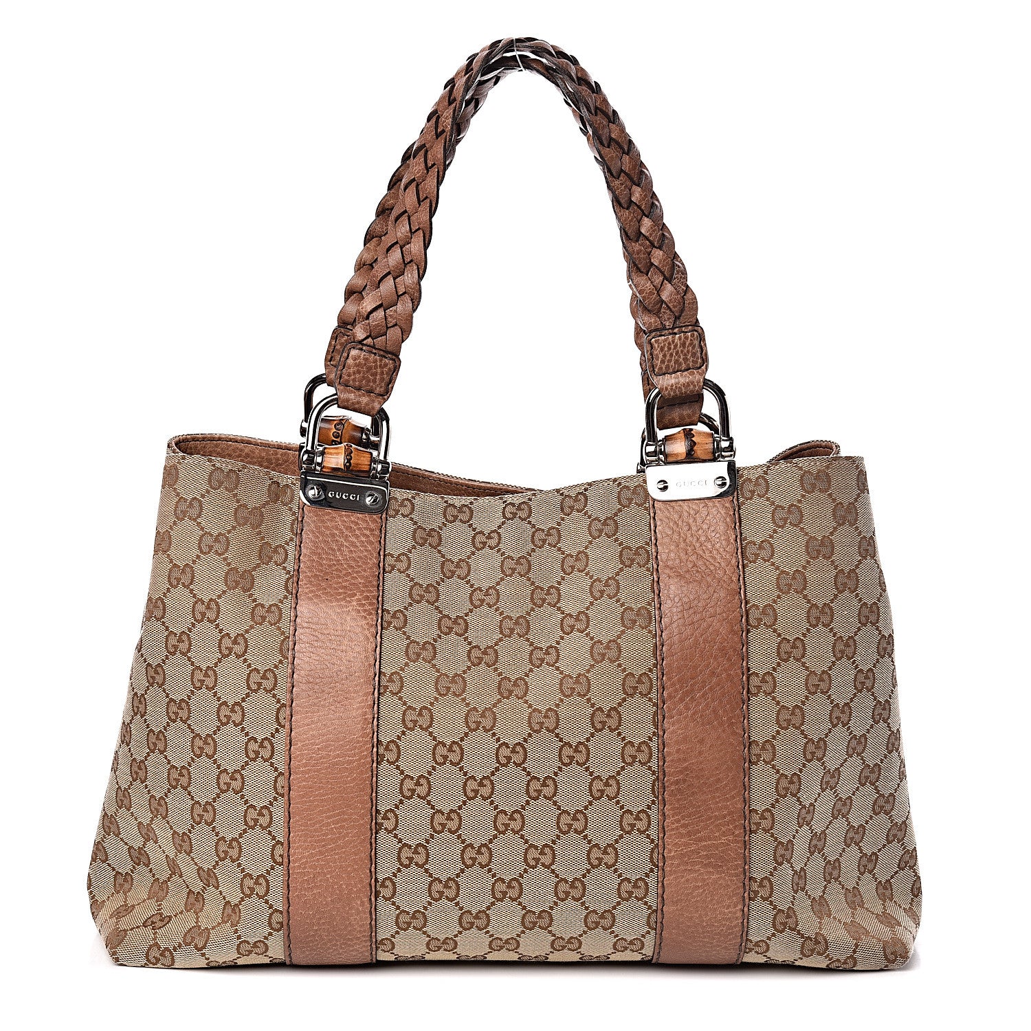 Gucci Monogram Medium Bamboo Bar Tote Brown 1 of 10