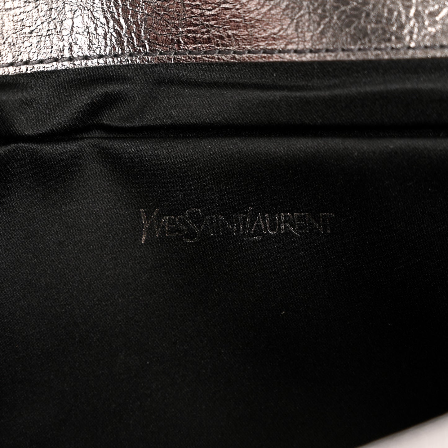 Metallic Calfskin Large Belle De Jour Clutch Dark Silver