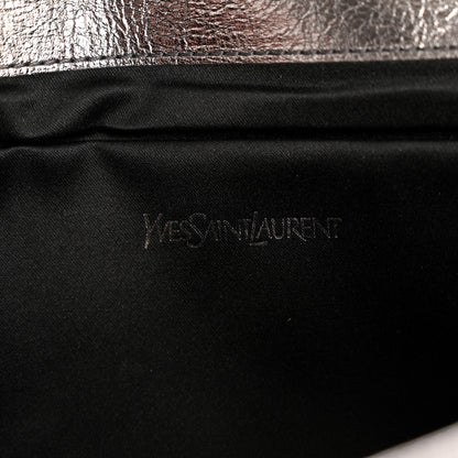 Saint Laurent Metallic Calfskin Large Belle De Jour Clutch Dark Silver 6 of 14