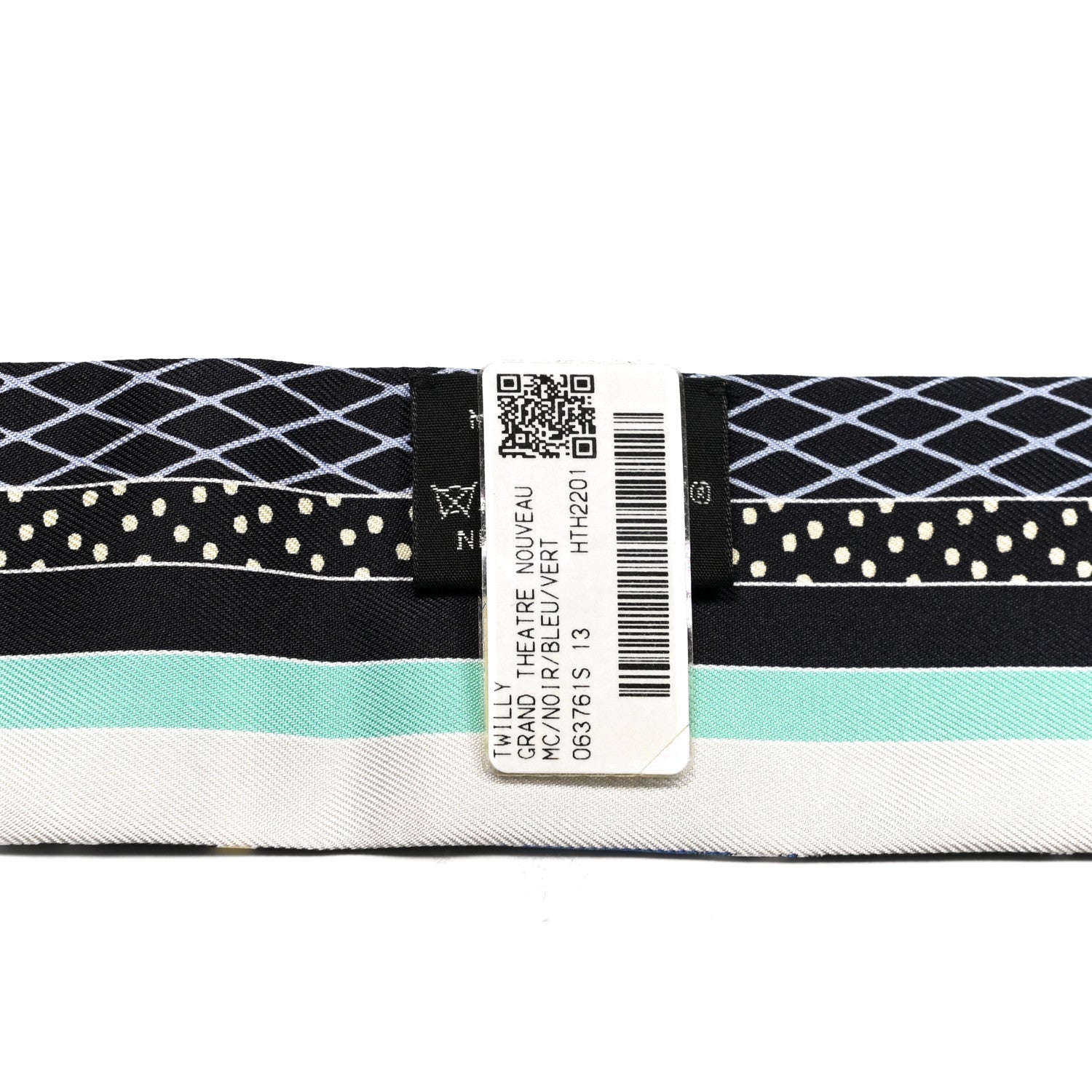 Hermes Silk Twilly Grand Theatre Nouveau Black Bleu Vert