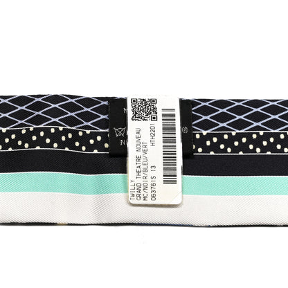 Hermes Silk Twilly Grand Theatre Nouveau Black Bleu Vert 3 of 4
