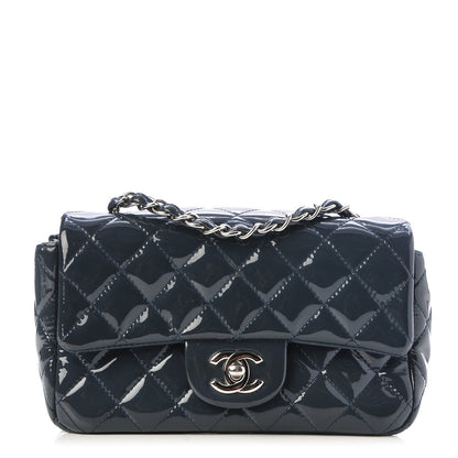 Chanel Patent Calfskin Quilted Mini Rectangular Flap Dark Blue 1 of 7