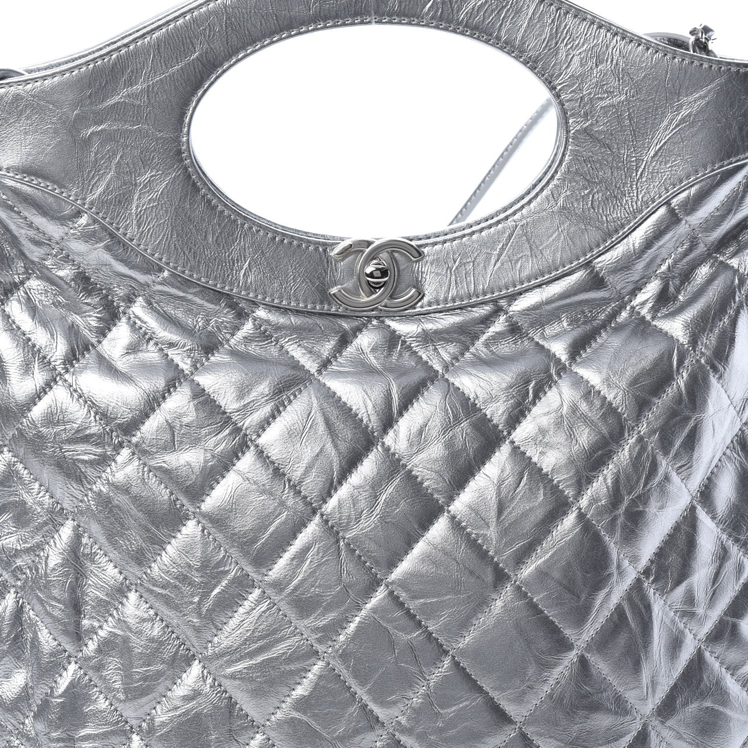 Chanel Metallic Crumpled Calfskin Small 31 Shopping Bag Silver 8 of 10