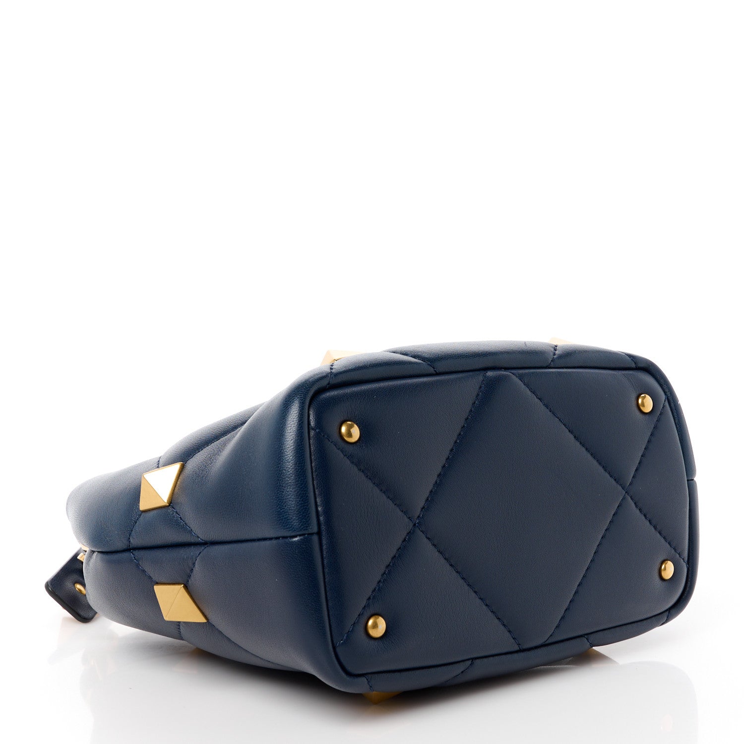 Valentino Garavani VALENTINO GARAVANI Nappa Small Roman Stud The Handle Bag Navy 4 of 11