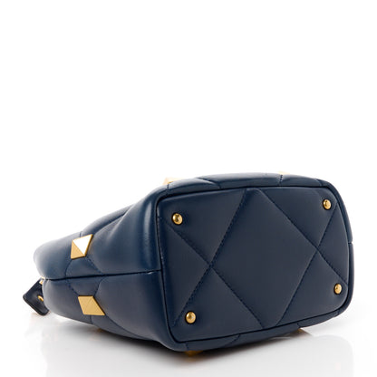 Valentino Garavani VALENTINO GARAVANI Nappa Small Roman Stud The Handle Bag Navy 4 of 11