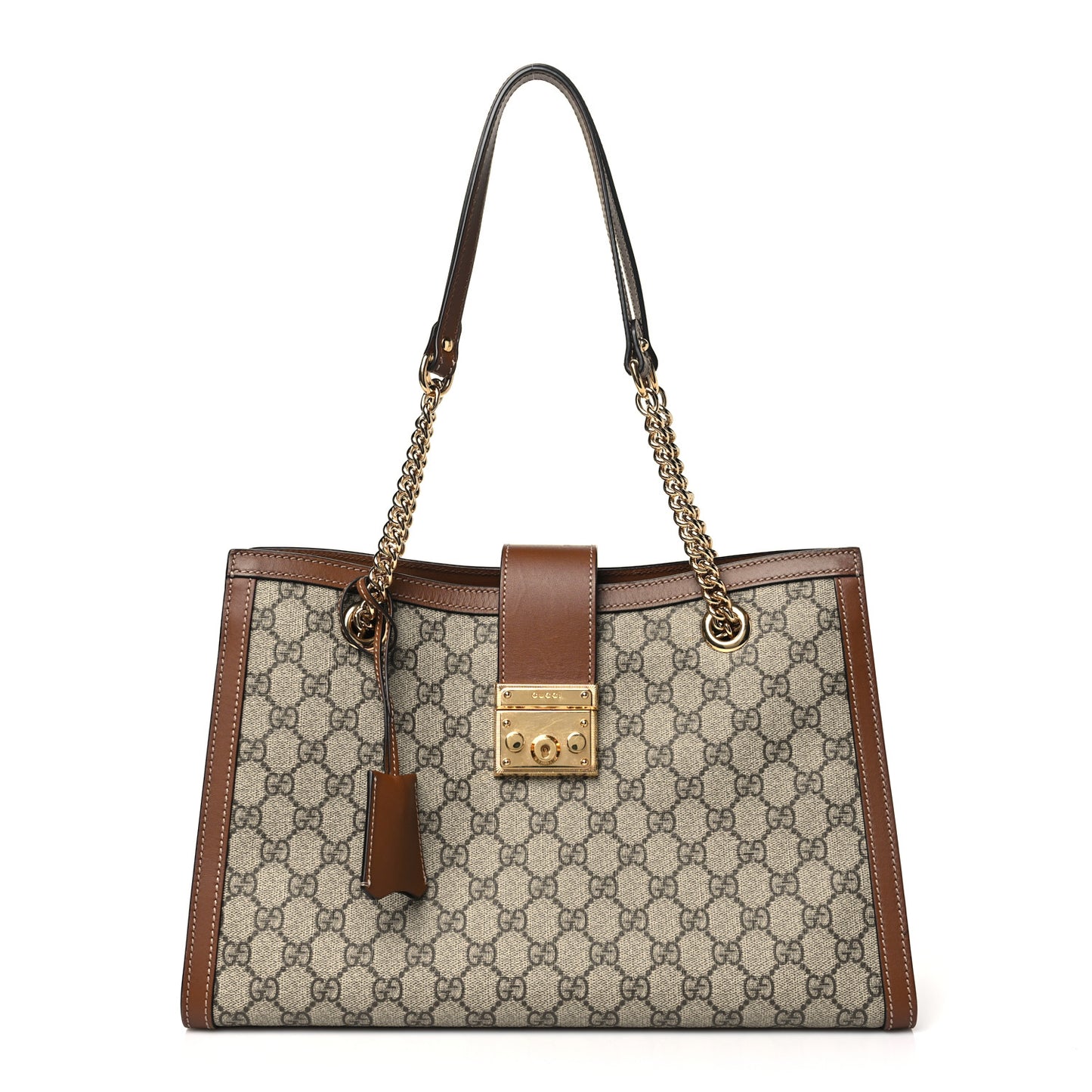 GG Supreme Monogram Medium Padlock Tote Beige Cuir