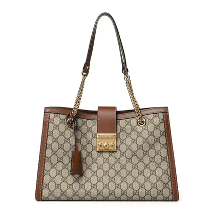 Gucci GG Supreme Monogram Medium Padlock Tote Beige Cuir 1 of 10