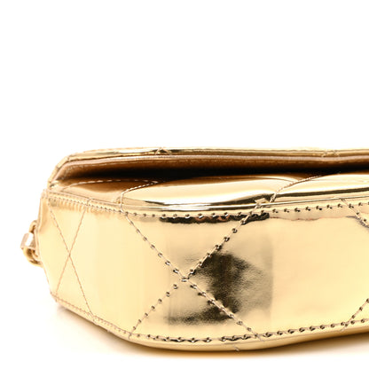 Chanel Metallic Mirror Calfskin Large Top Handle Clutch With Chain Light Gold 16 of 19