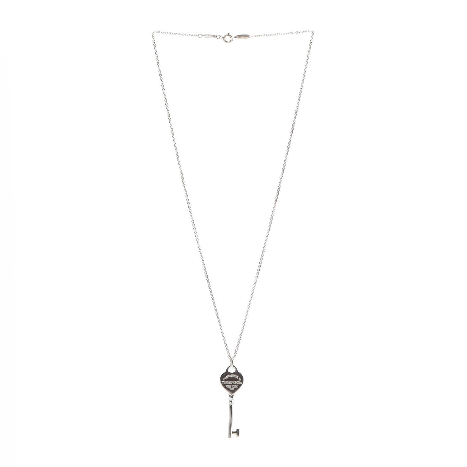Tiffany Sterling Silver Return to Tiffany Heart Key Pendant Necklace 3 of 5