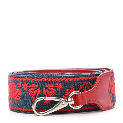 Miu Miu Denim Embroidered Strap Red 1 of 3