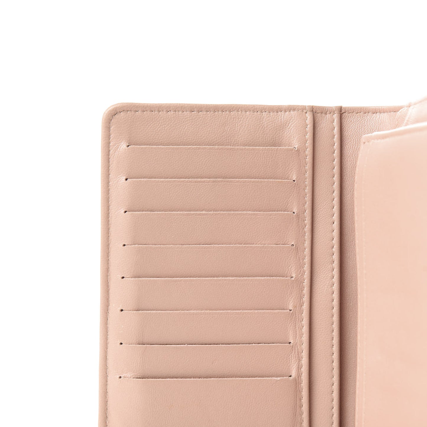 Iridescent Calfskin Quilted Boy Yen Wallet Light Pink