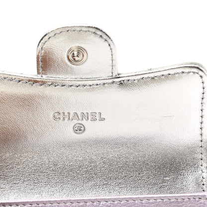 Chanel Gradient Metallic Calfskin Quilted Flap Card Holder Wallet Silver Blue Yellow Purple 6 of 11