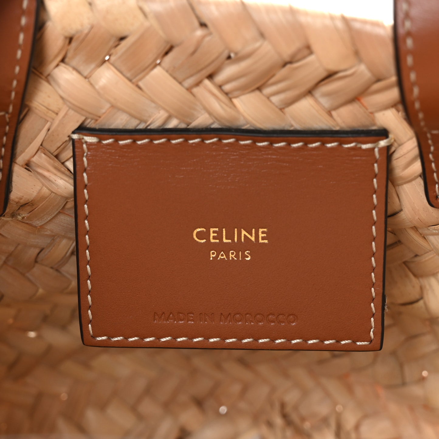 Raffia Calfskin Triomphe Teen Panier Tan