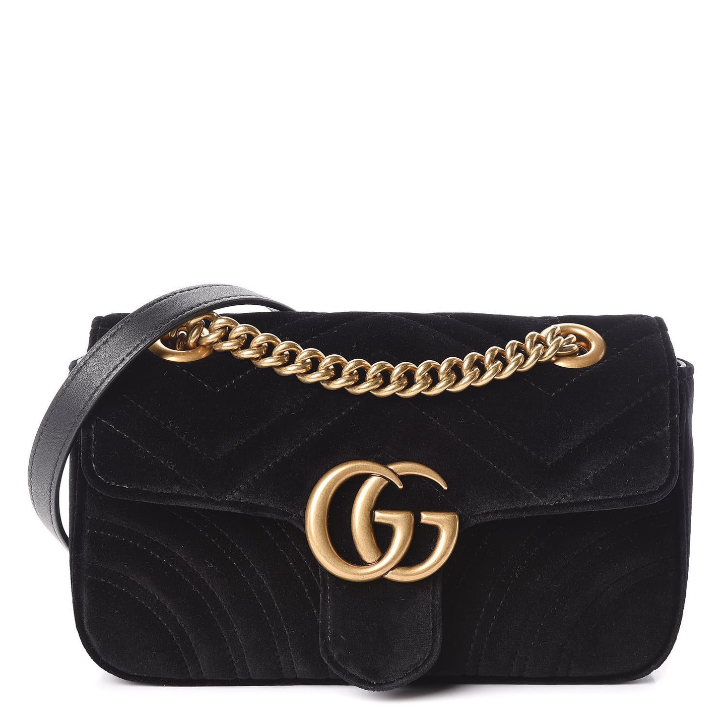 Velvet Matelasse Mini GG Marmont Shoulder Bag Black