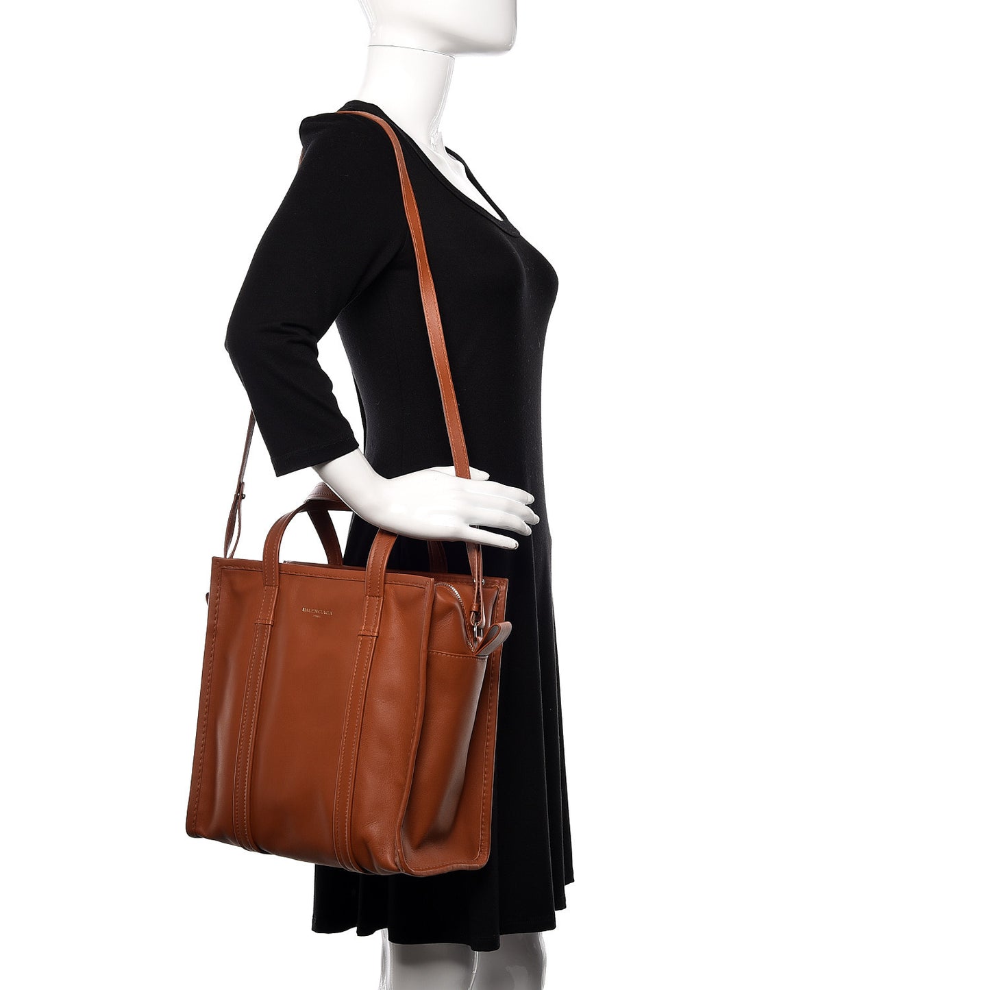 Agneau S Bazar Shopper Tote Marron Fauve