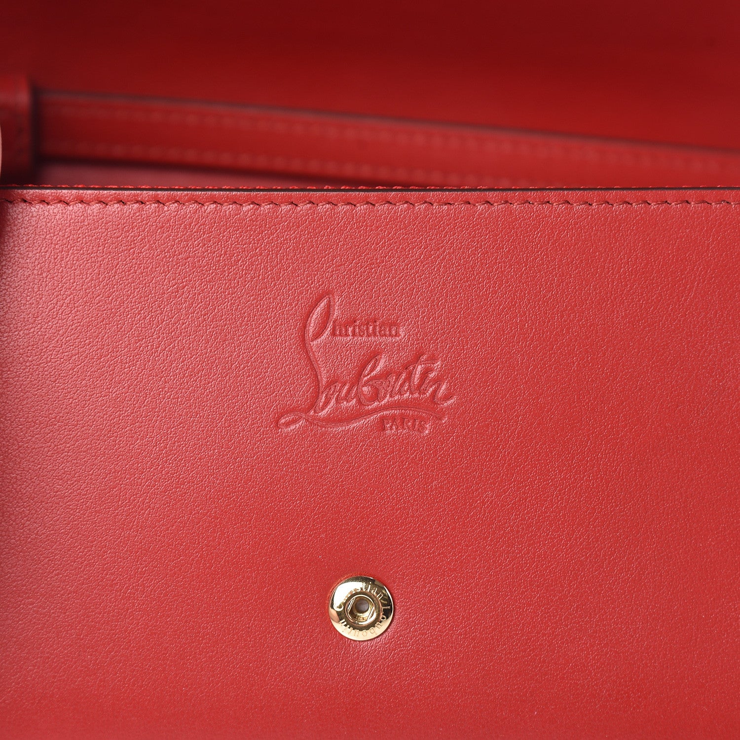 Christian Louboutin Patent Metallic Calfskin Spikes Boudoir Chain Wallet Red 6 of 7
