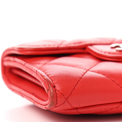 Chanel Lambskin Quilted Flap Card Holder Wallet Red 8 of 10