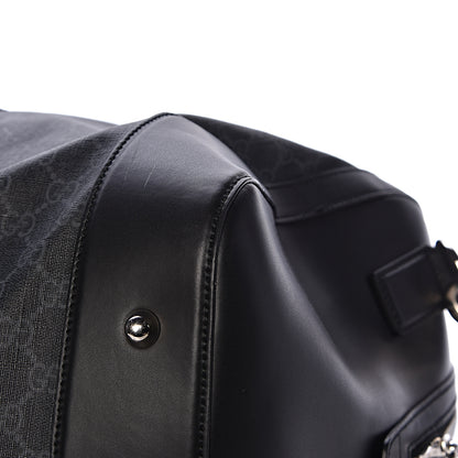 Gucci Soft GG Supreme Monogram Appia Calfskin Web Large Carry On Duffle Bag Black Grey 14 of 17