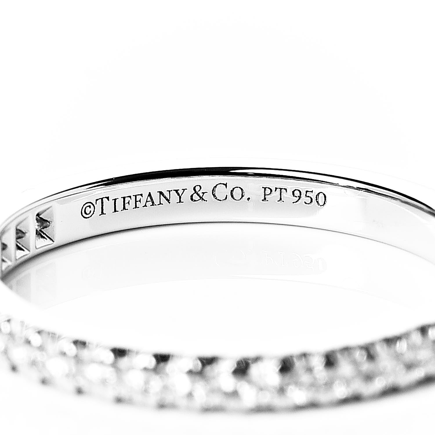 Tiffany Platinum Diamond .20ctw Half Circle Soleste Band Ring 49 4.75 4 of 4