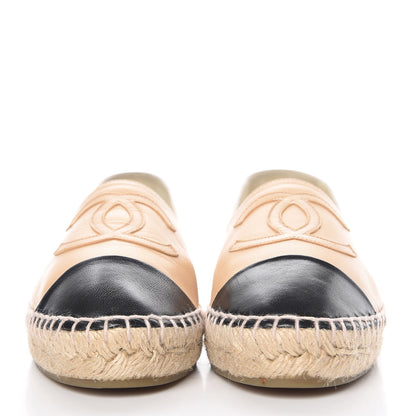 Chanel Lambskin CC Espadrilles 36 Beige Black 2 of 13
