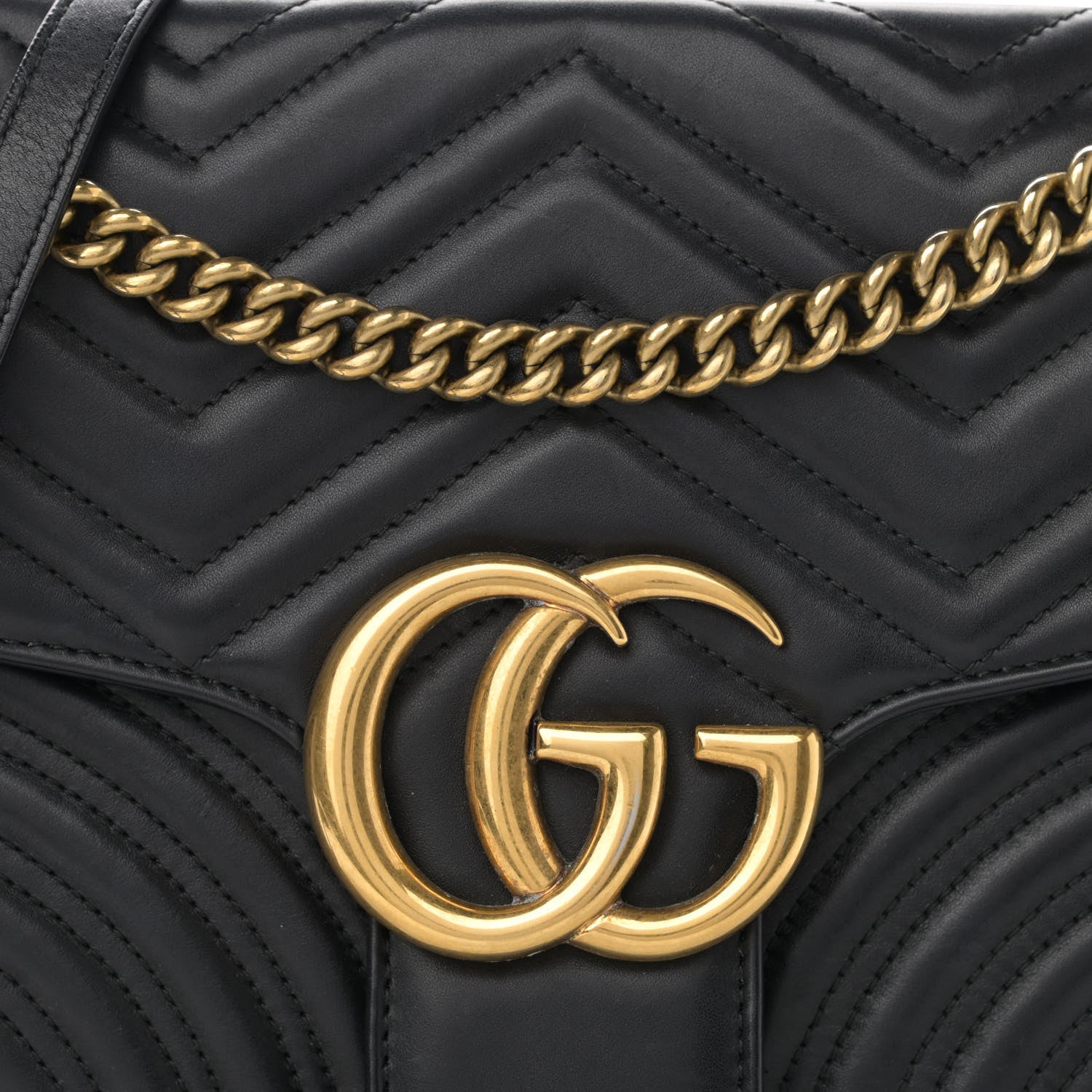 Gucci Calfskin Matelasse Medium GG Marmont Shoulder Bag Black 8 of 15