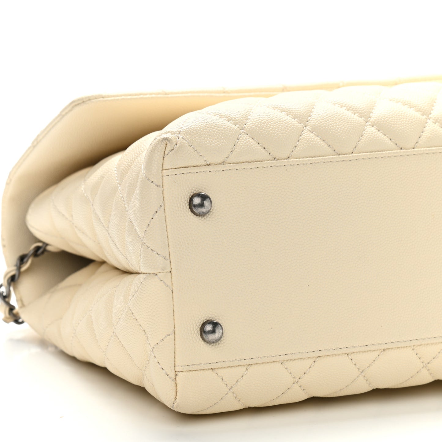 Caviar Lizard Quilted Medium Coco Handle Flap White