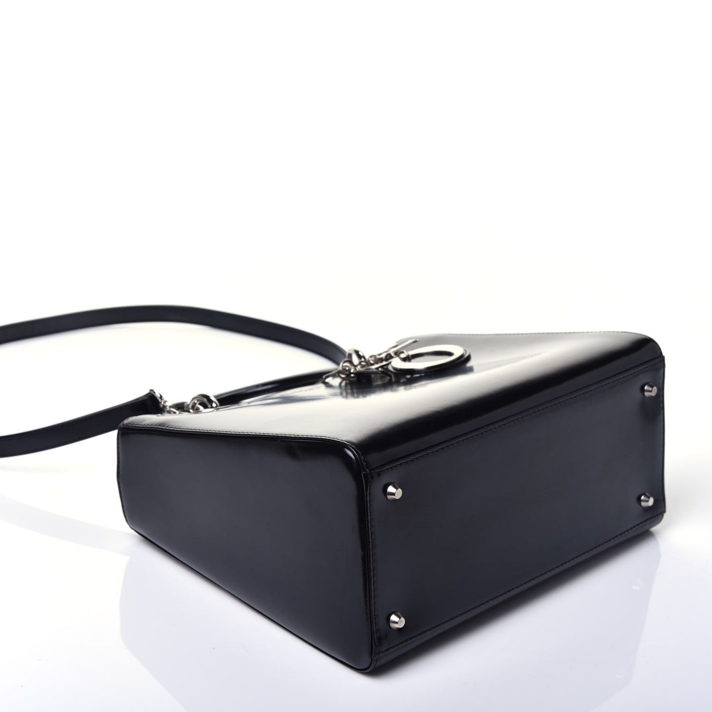 Glazed Calfskin Medium Lady Dior Black