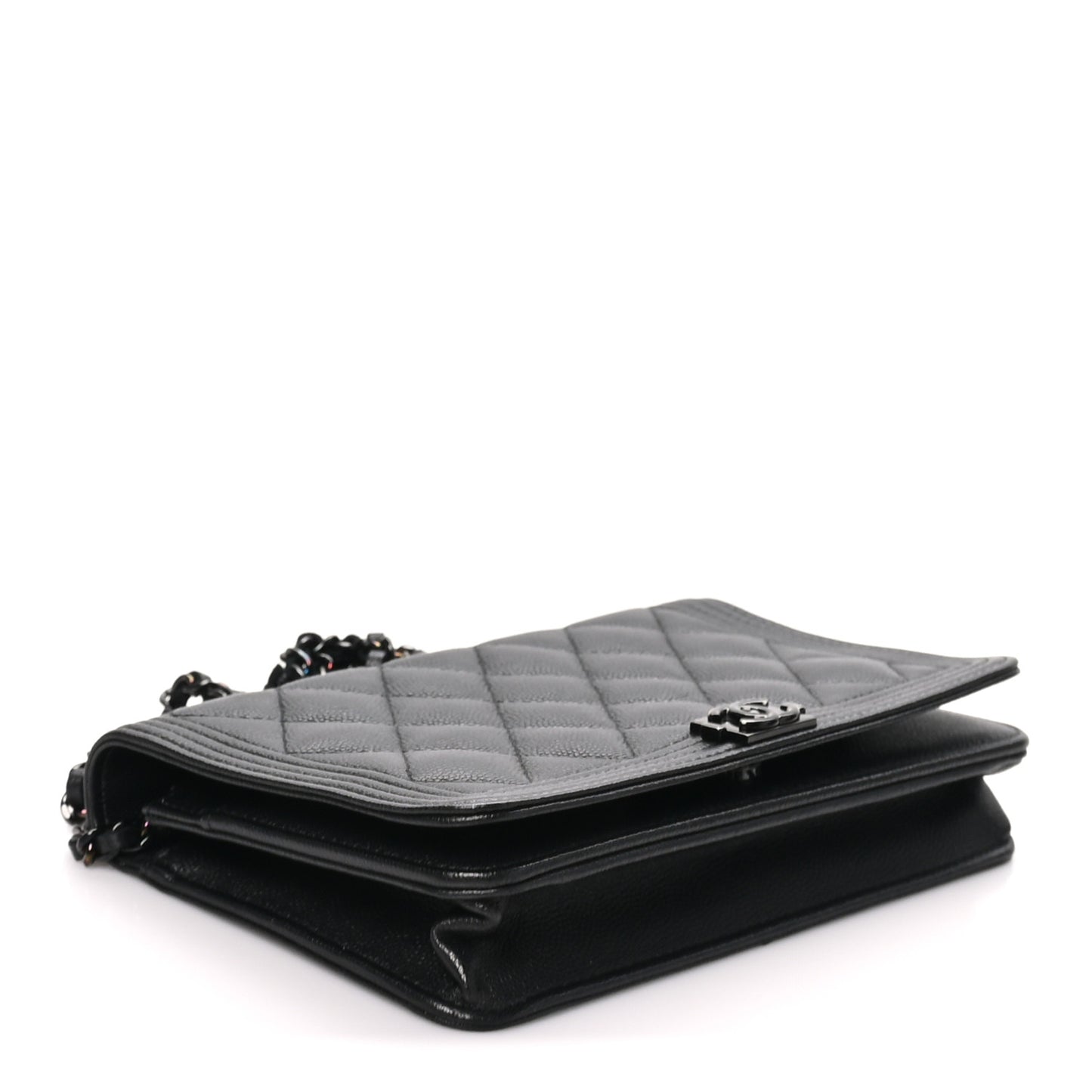 Caviar Quilted Boy Wallet On Chain WOC So Black