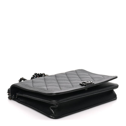 Chanel Caviar Quilted Boy Wallet On Chain WOC So Black 4 of 12
