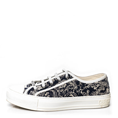 Christian Dior Canvas Toile De Jouy Embroidered Womens Walk'N'Dior Low Top Sneakers 39 Off White Deep Blue 1 of 8