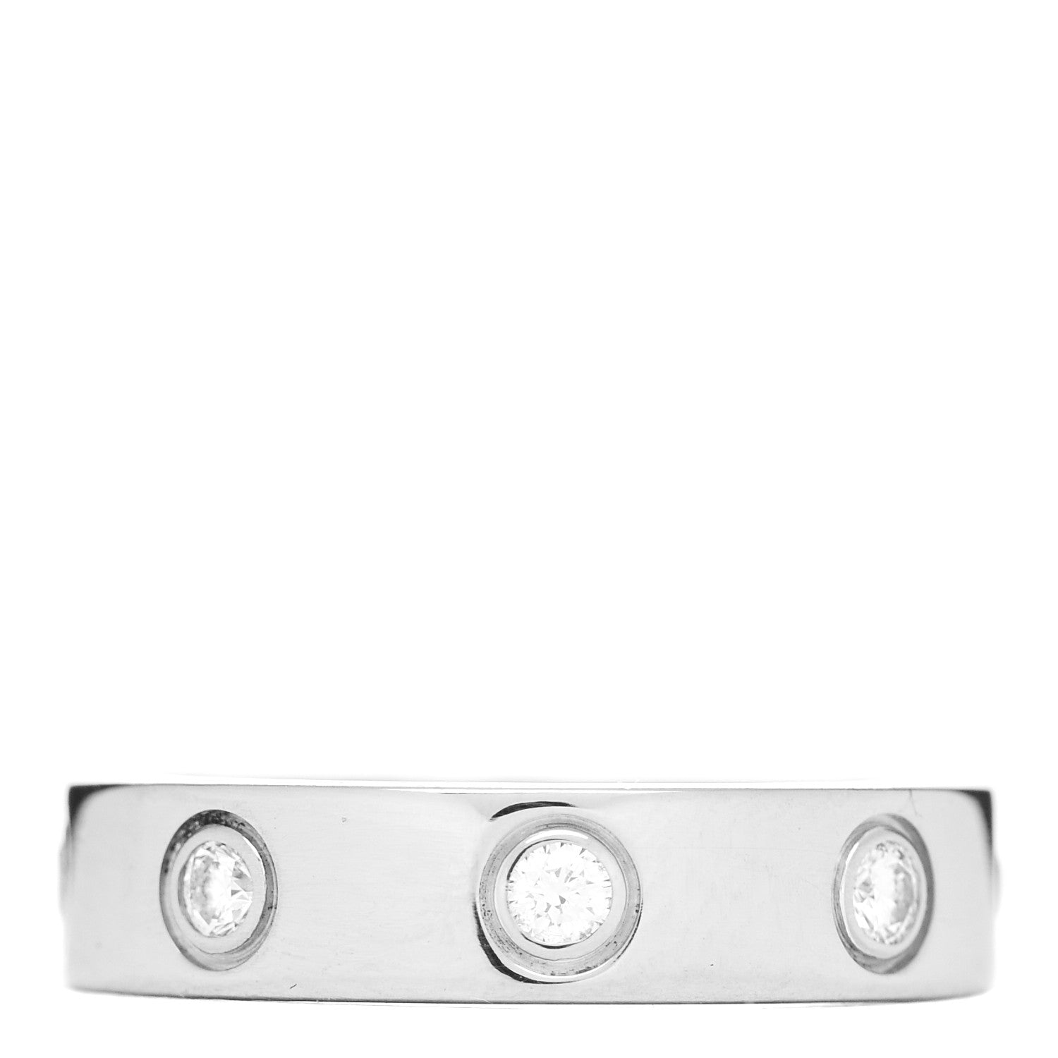 Cartier 18K White Gold 8 Diamond 4mm Wedding Band LOVE Ring 46 3.75 3 of 4