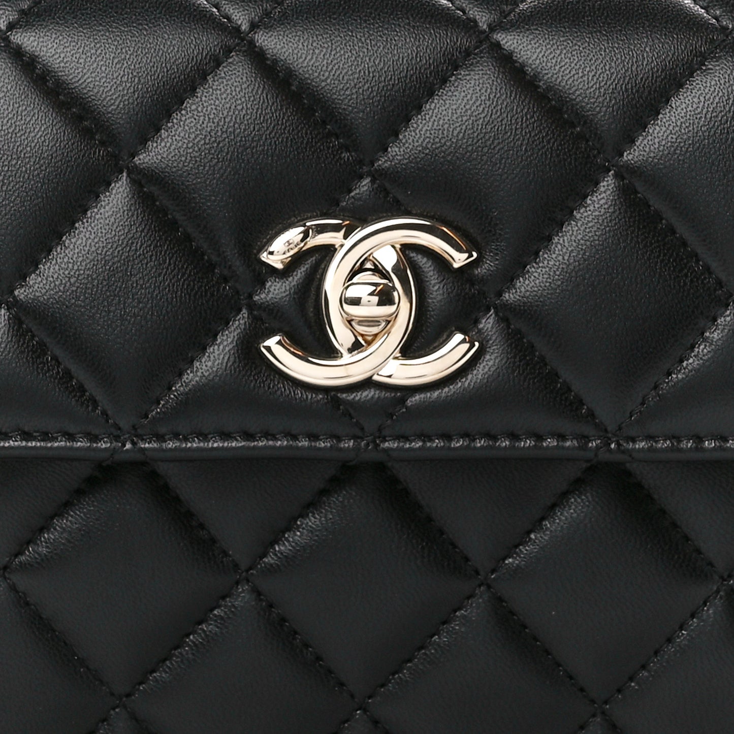 Lambskin Quilted Mini Trendy CC Dual Handle Flap Bag Black
