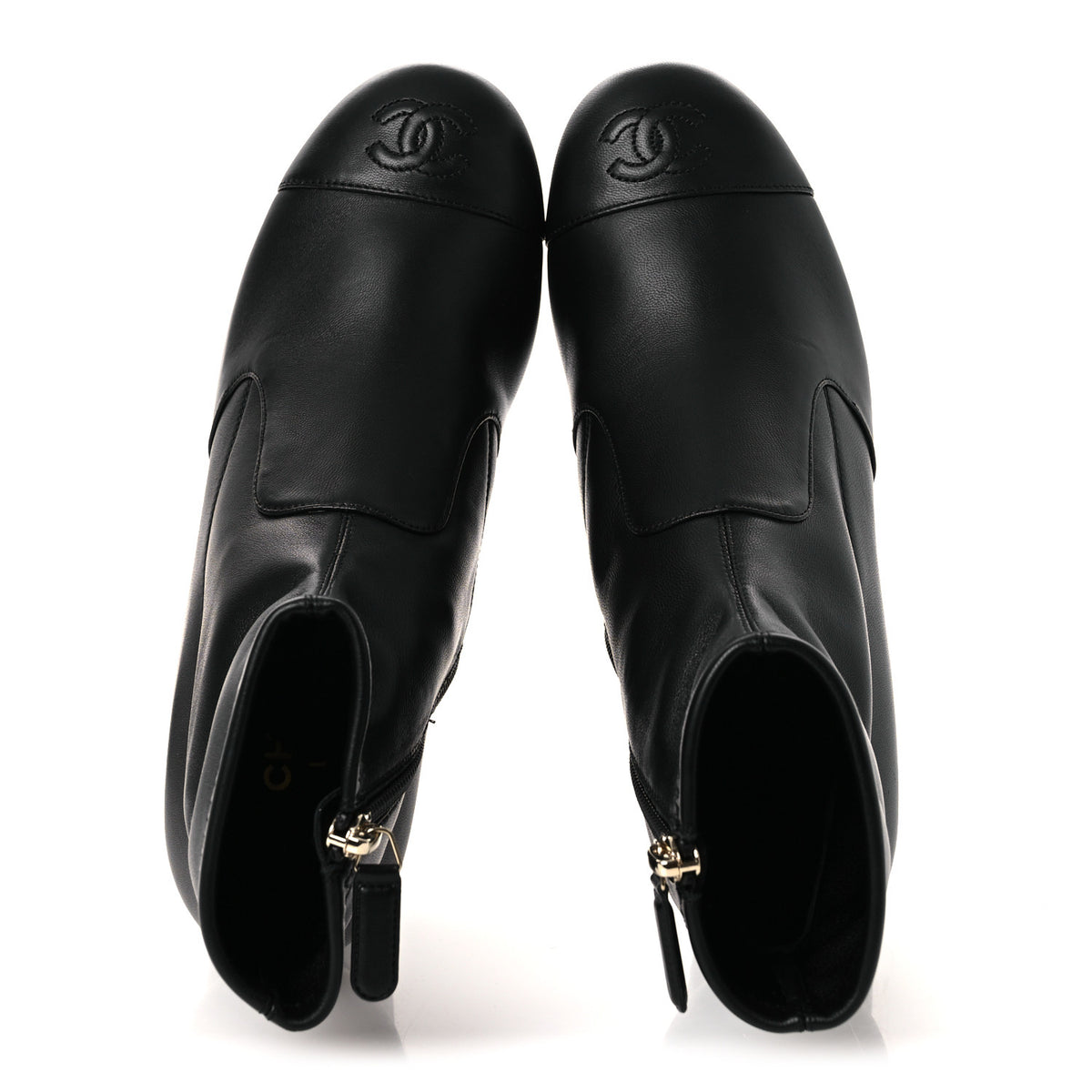 Chanel Stretch Lambskin Cap Toe CC Uniform Short Boots 36 Black 2 of 11