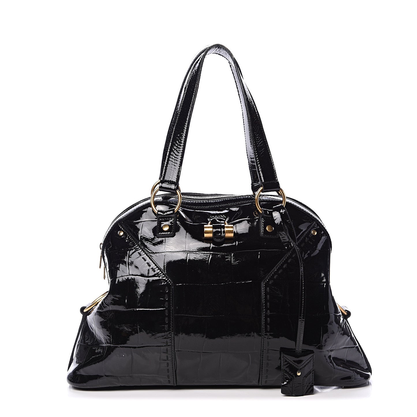 Crocodile Embossed Patent Large Muse Black