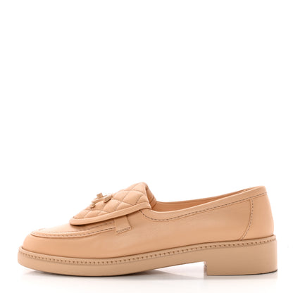 Chanel Lambskin Quilted CC Turnlock Moccasins 38.5 Beige 1 of 11