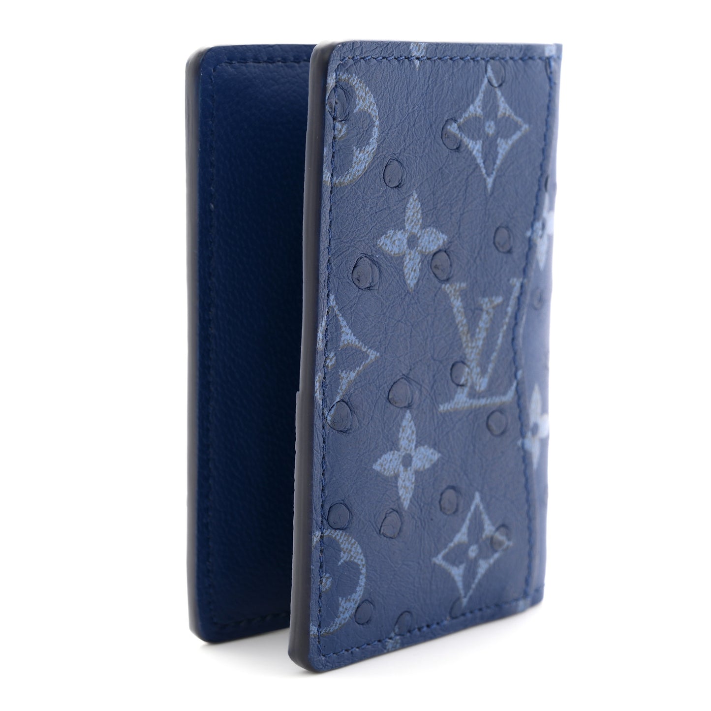 Ostrich Monogram Pocket Organizer NM