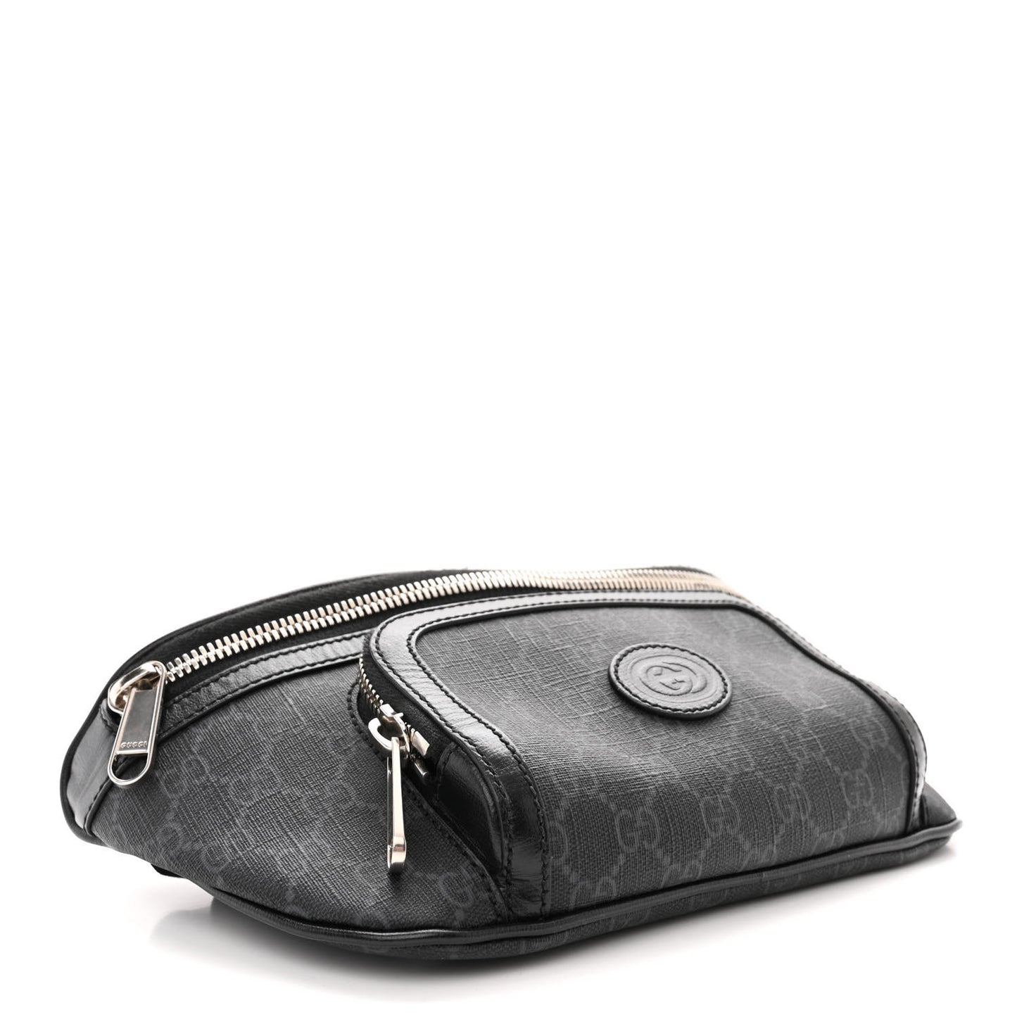GG Supreme Monogram Textured Calfskin Retro Interlocking G Belt Bag Black