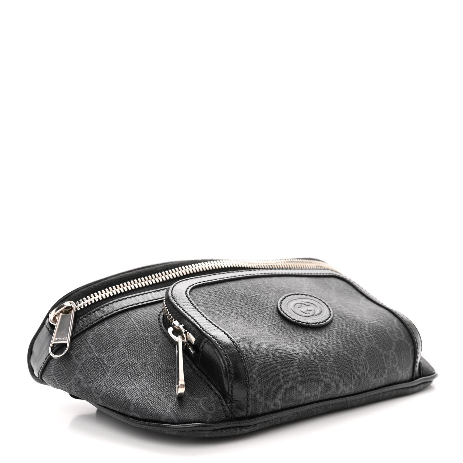 Gucci GG Supreme Monogram Textured Calfskin Retro Interlocking G Belt Bag Black 4 of 14