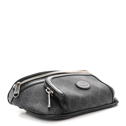 Gucci GG Supreme Monogram Textured Calfskin Retro Interlocking G Belt Bag Black 4 of 14